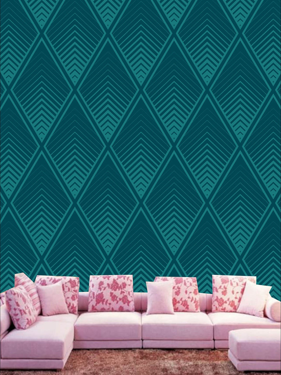 

KSHIRSA Teal Green Printed Self Adhesive Laminated Wallpaper