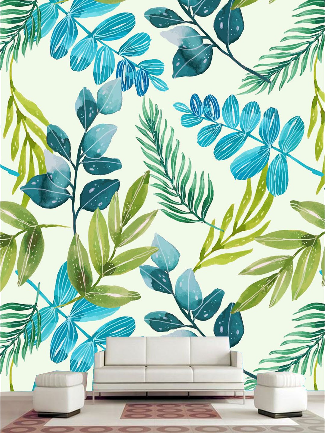 

KSHIRSA Green & Blue Floral Printed Self Adhesive Laminated Wallpaper