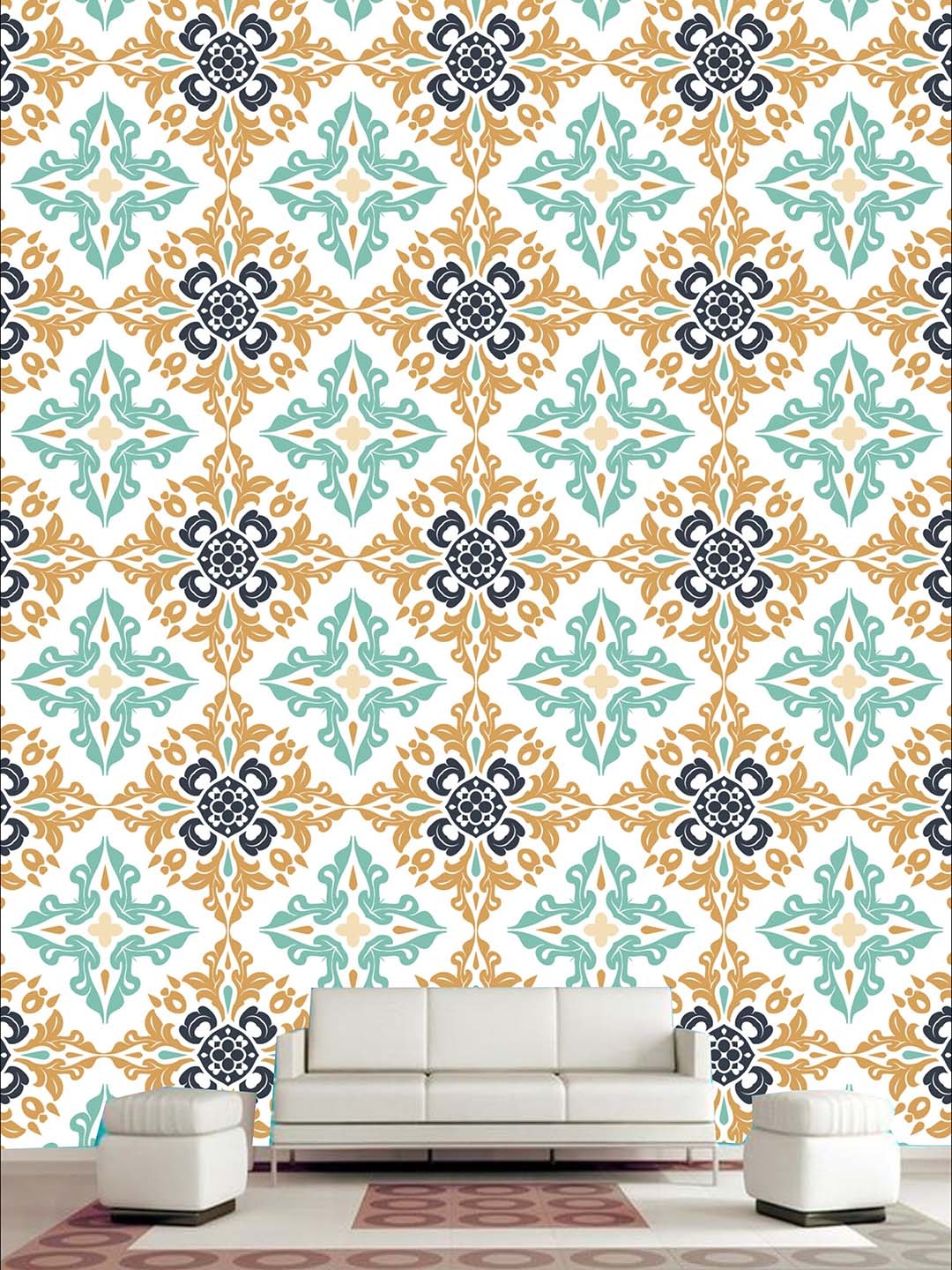

KSHIRSA White & Blue Printed Self Adhesive Laminated Wallpaper