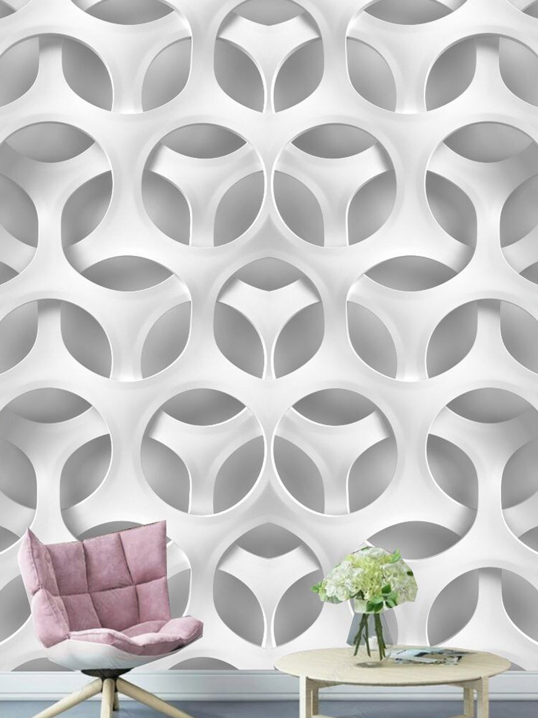 

KSHIRSA White & Grey Abstract Printed Self Adhesive Laminated Wallpaper