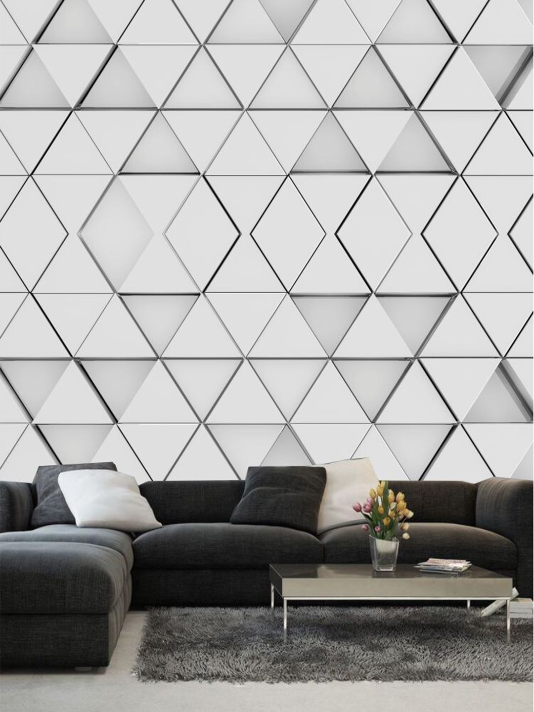 

KSHIRSA White & Grey Printed Self Adhesive Laminated Wallpaper