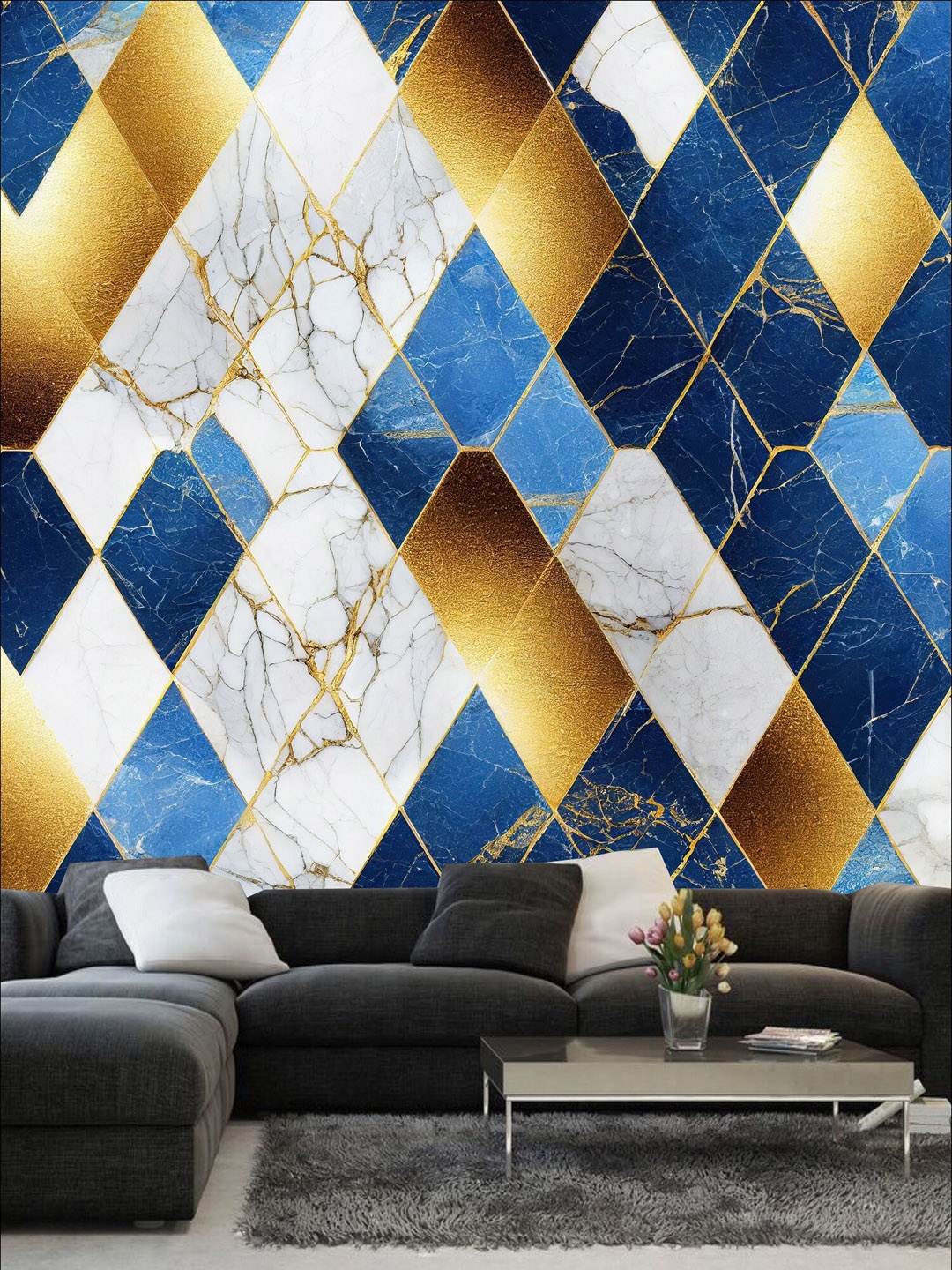 

KSHIRSA Blue & White Printed Self Adhesive Laminated Wallpaper