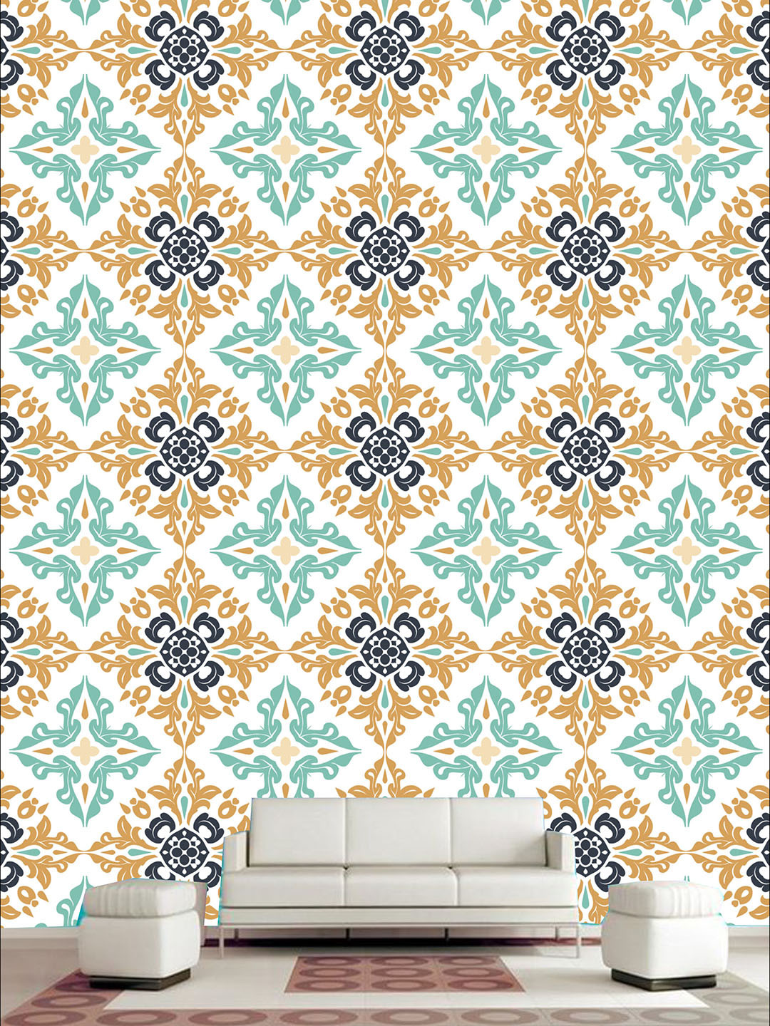 

KSHIRSA White & Blue Printed Self Adhesive Laminated Wallpaper