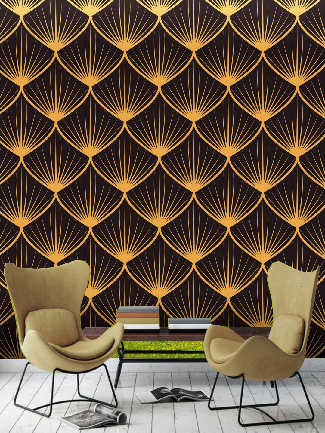 

KSHIRSA Black & Gold Toned Printed Self Adhesive Laminated Wallpaper