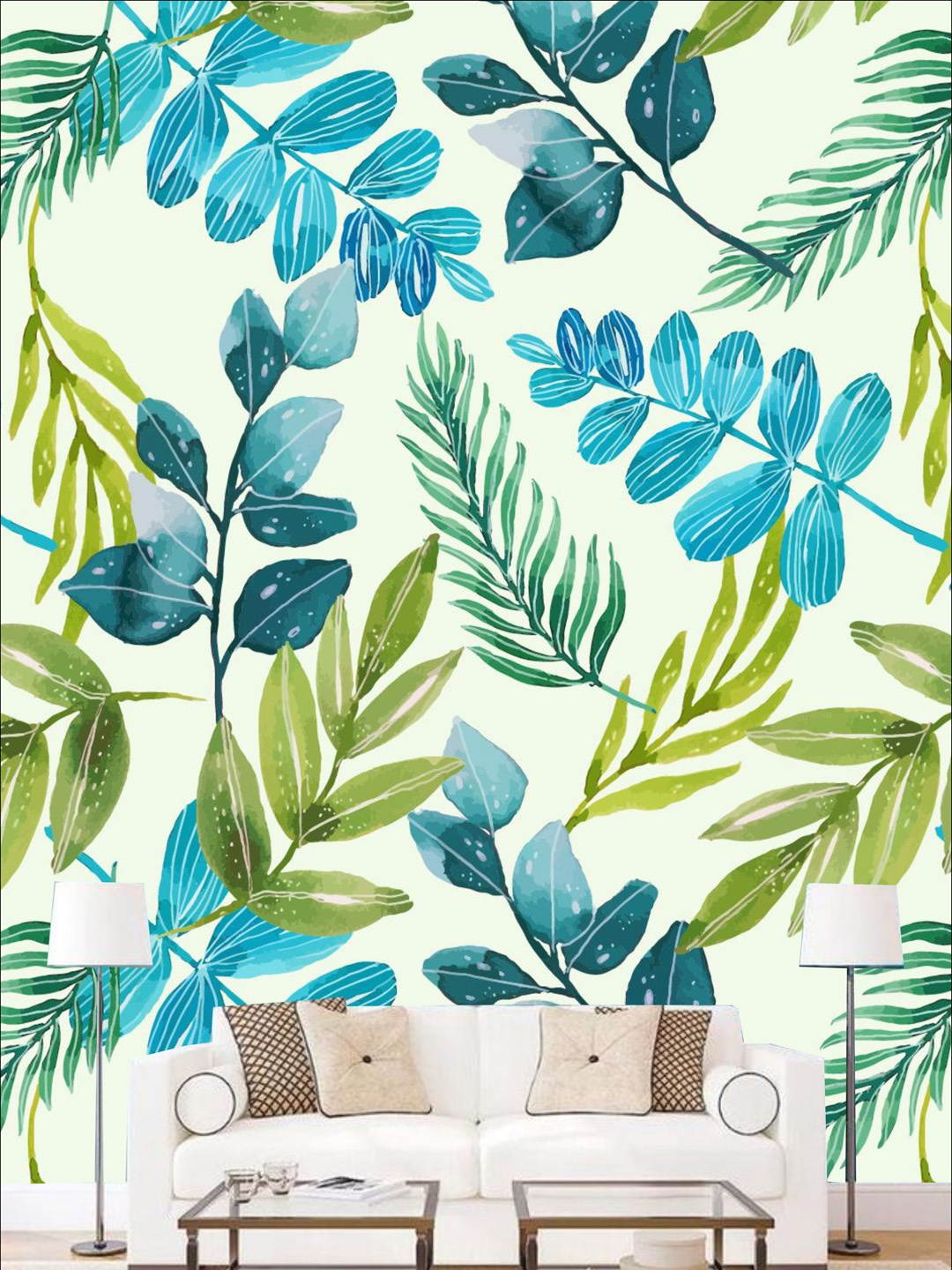 

KSHIRSA Green & Blue Printed Floral Self Adhesive Laminated Wallpaper