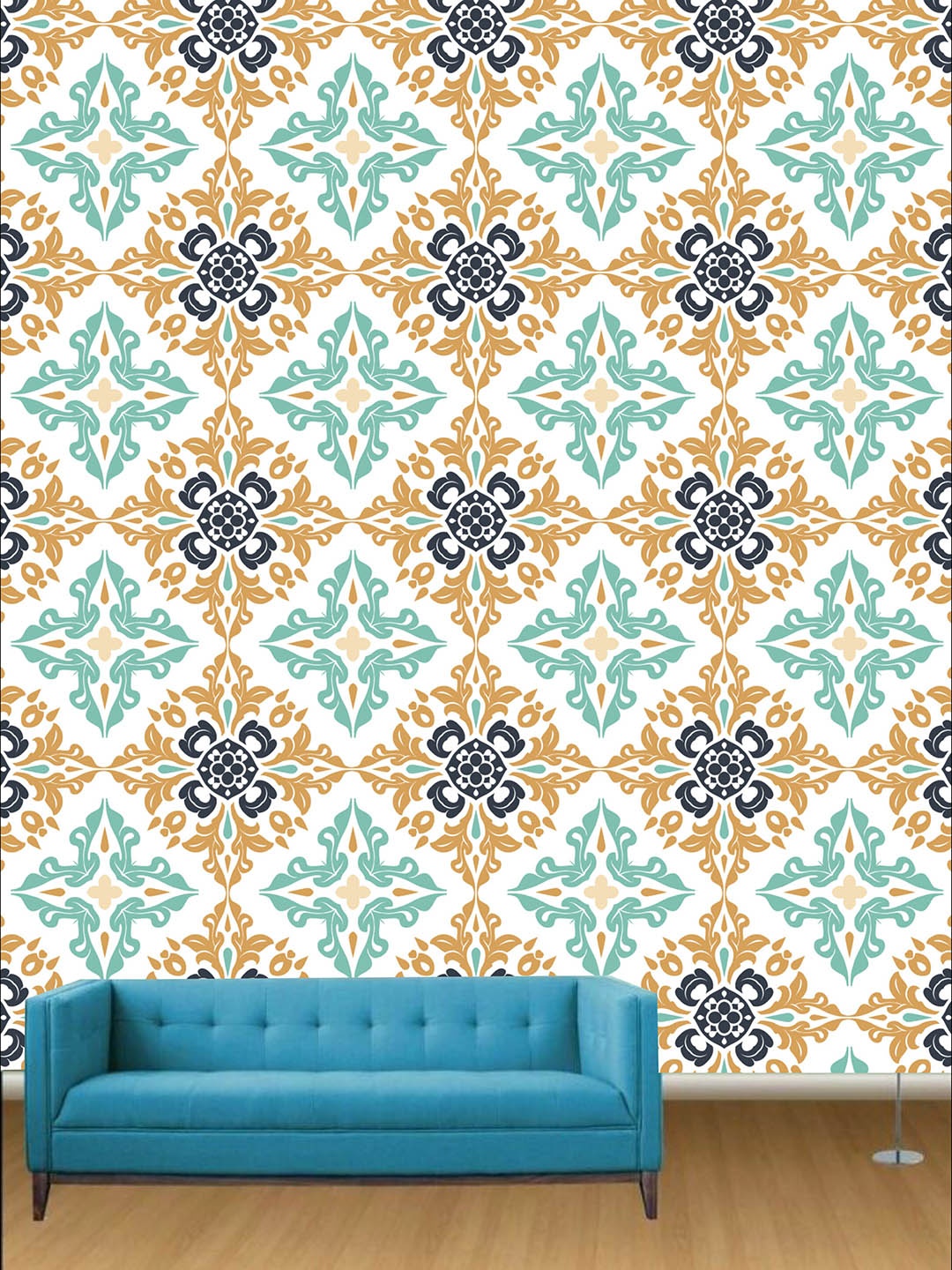 

KSHIRSA White & Blue Printed Self Adhesive Laminated Wallpaper