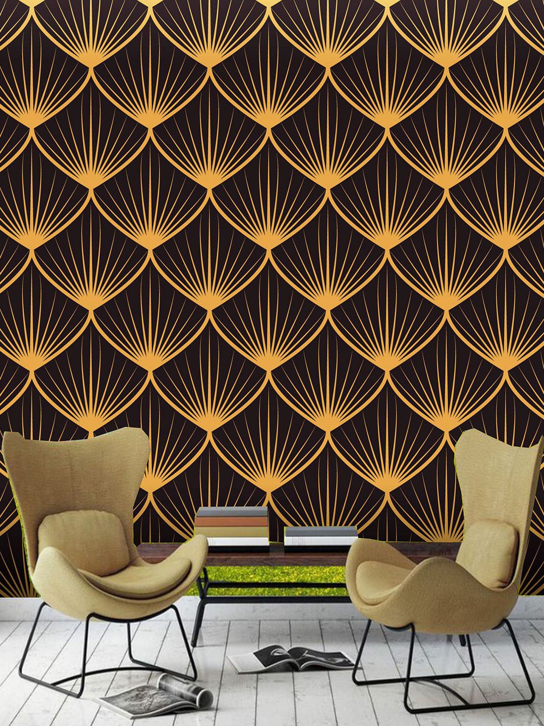 

KSHIRSA Black & Brown Printed Self Adhesive Laminated Wallpaper