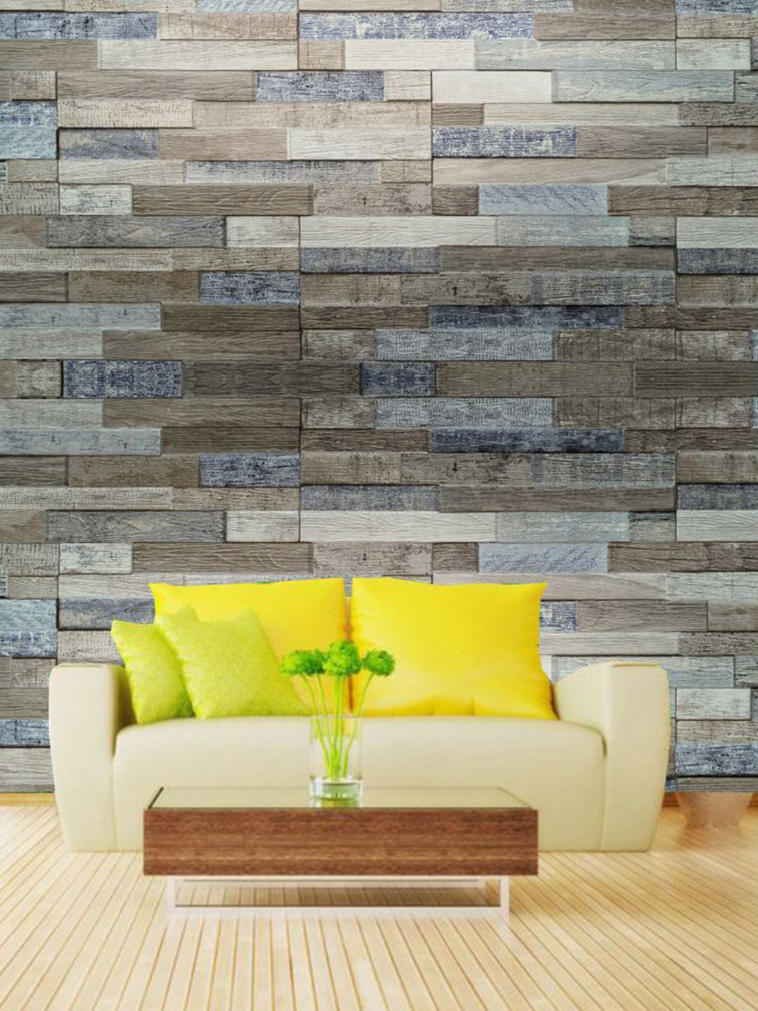

KSHIRSA Grey & Blue Printed Self Adhesive Laminated Wallpaper