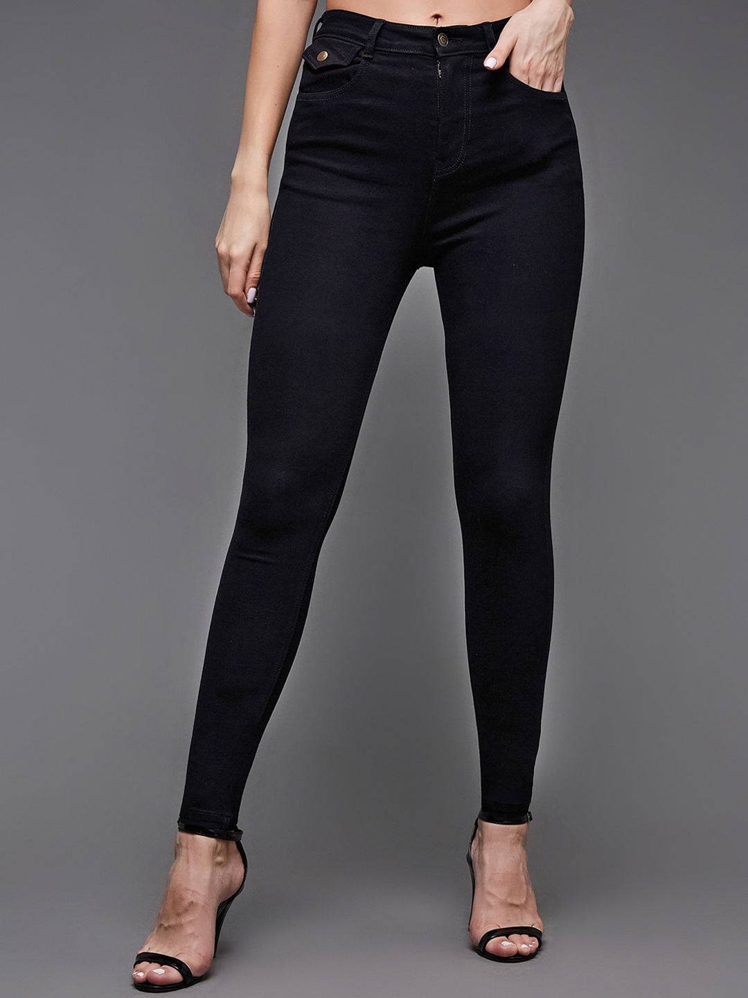 

Miss Chase Women Skinny Fit High-Rise Stretchable Jeans, Black
