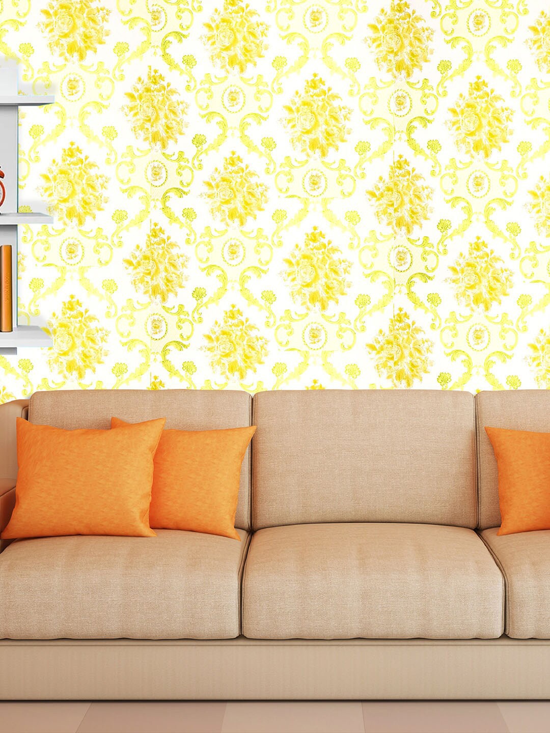 

Wollzo White & Yellow Abstract Printed Wall Sticker