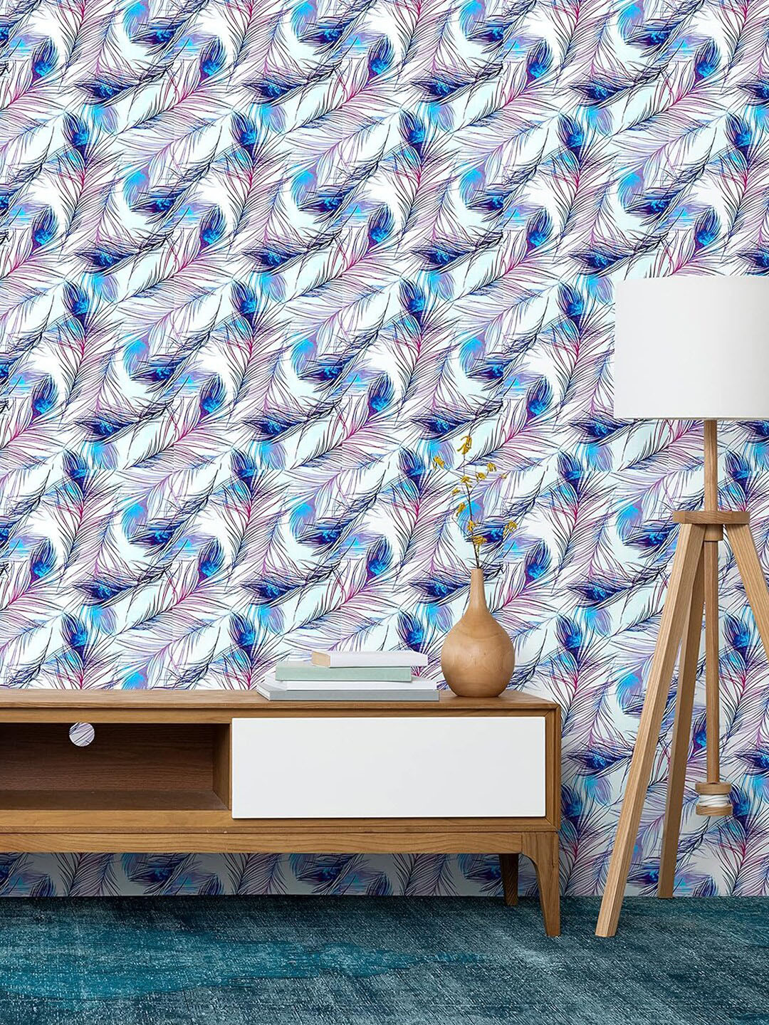 

Wollzo White & Blue Abstract Printed Wall Sticker