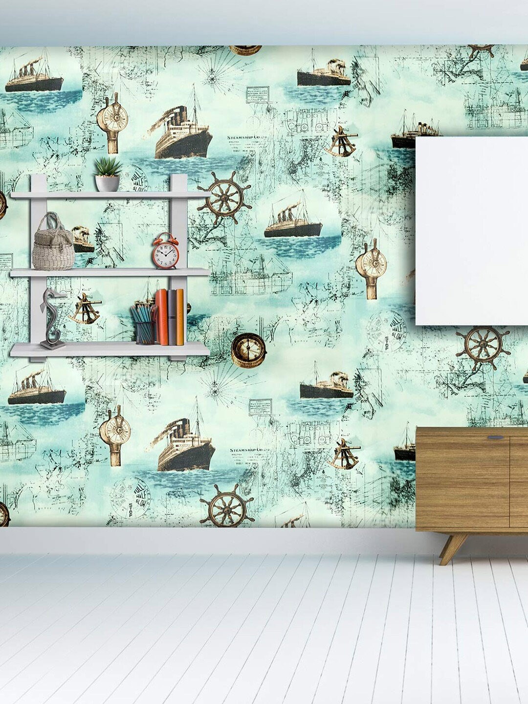 

Wollzo Blue & Brown Abstract Printed Wall Sticker