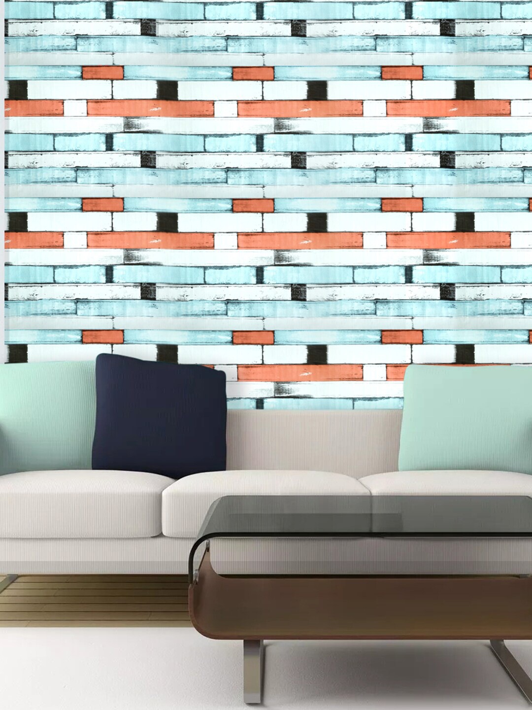 

Wollzo Blue & White Printed Laminated Wallpaper