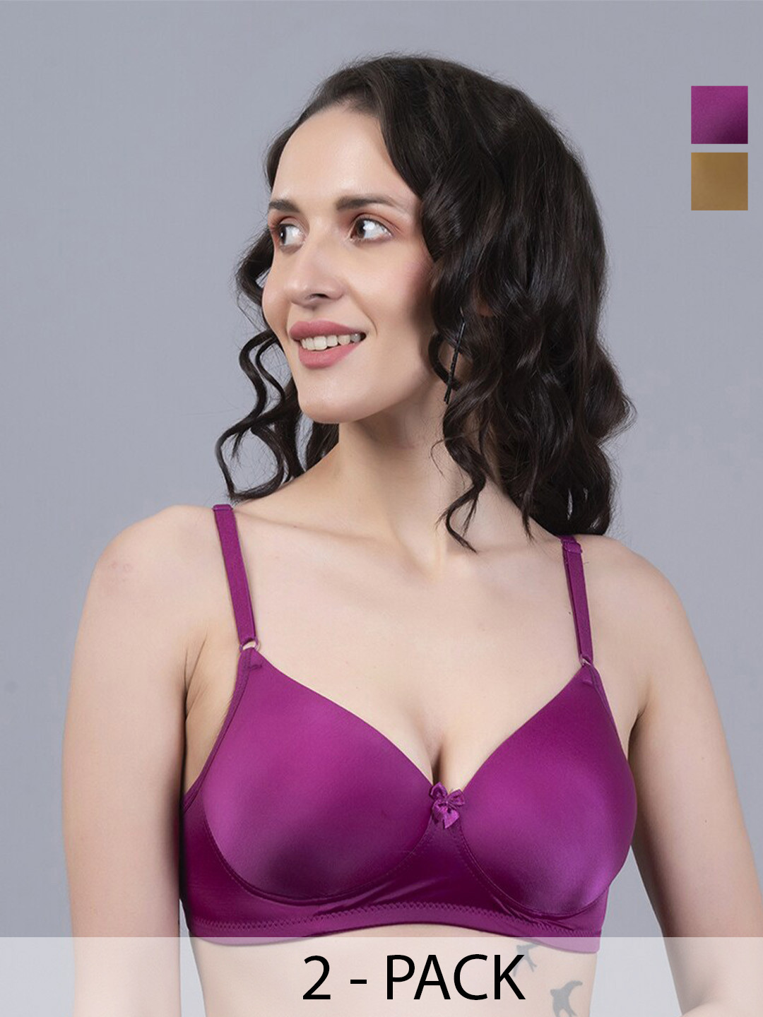 

NIGHTHOPE Pack Of 2 Full Coverage Underwired Lightly Padded Bra, Magenta