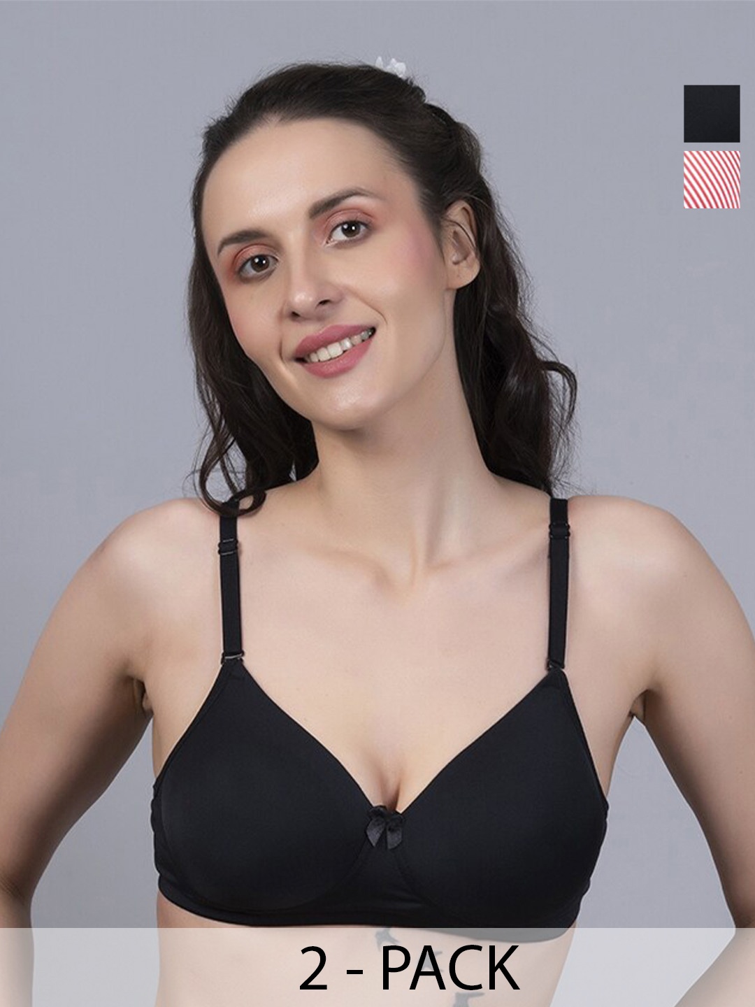 

NIGHTHOPE Pack of 2 Full Coverage Underwired Lightly Padded Bra with All Day Comfort, Black