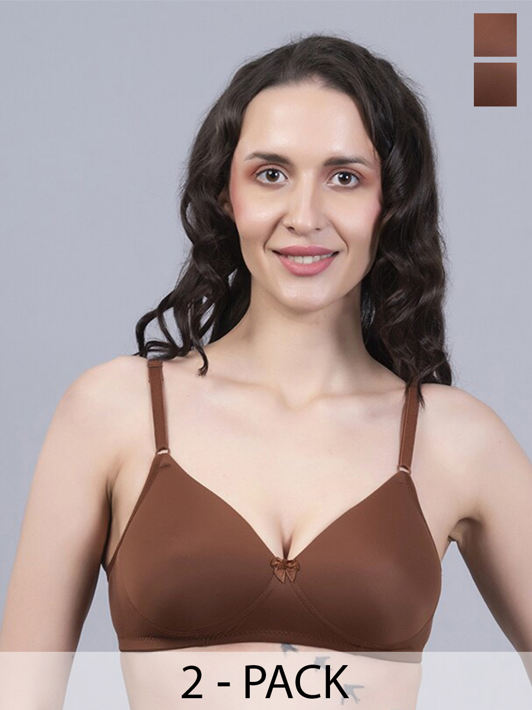 

NIGHTHOPE Pack Of 2 Medium Coverage Underwired Lightly Padded Bra With All Day Comfort, Brown