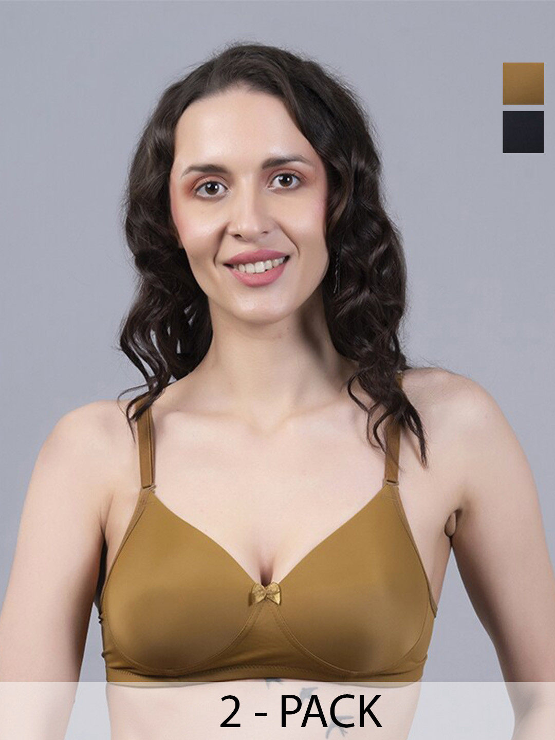 

NIGHTHOPE Pack Of 2 Full Coverage Underwired Lightly Padded Bra, Olive