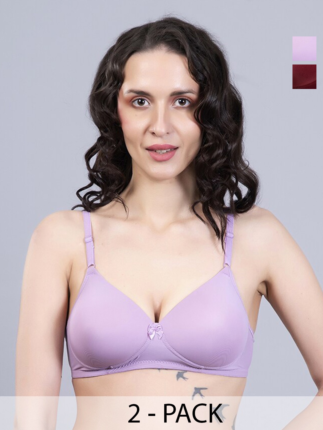

NIGHTHOPE Pack Of 2 Full Coverage Underwired Lightly Padded Bra, Lavender