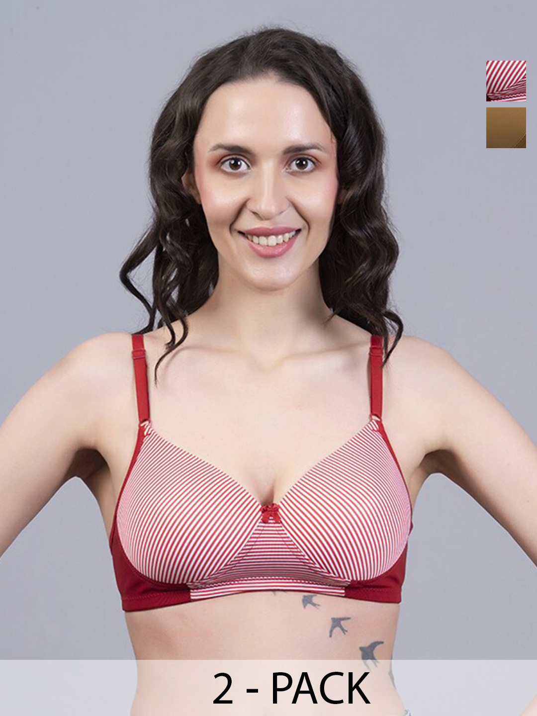 

NIGHTHOPE Pack Of 2 Full Coverage Underwired Lightly Padded Bra All Da Comfort, Olive