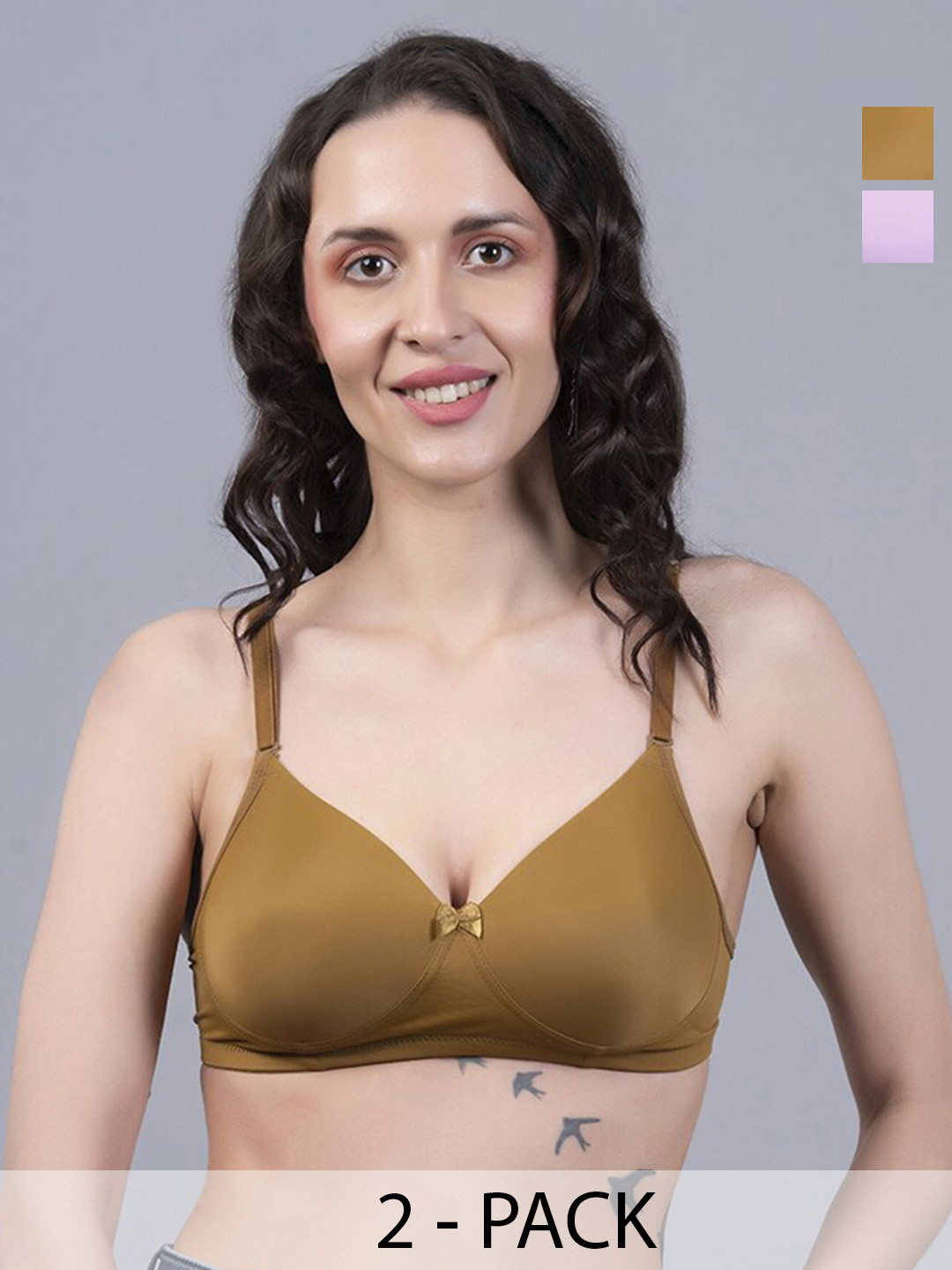 

NIGHTHOPE Pack Of 2 Full Coverage Underwired Lightly Padded Bra, Brown
