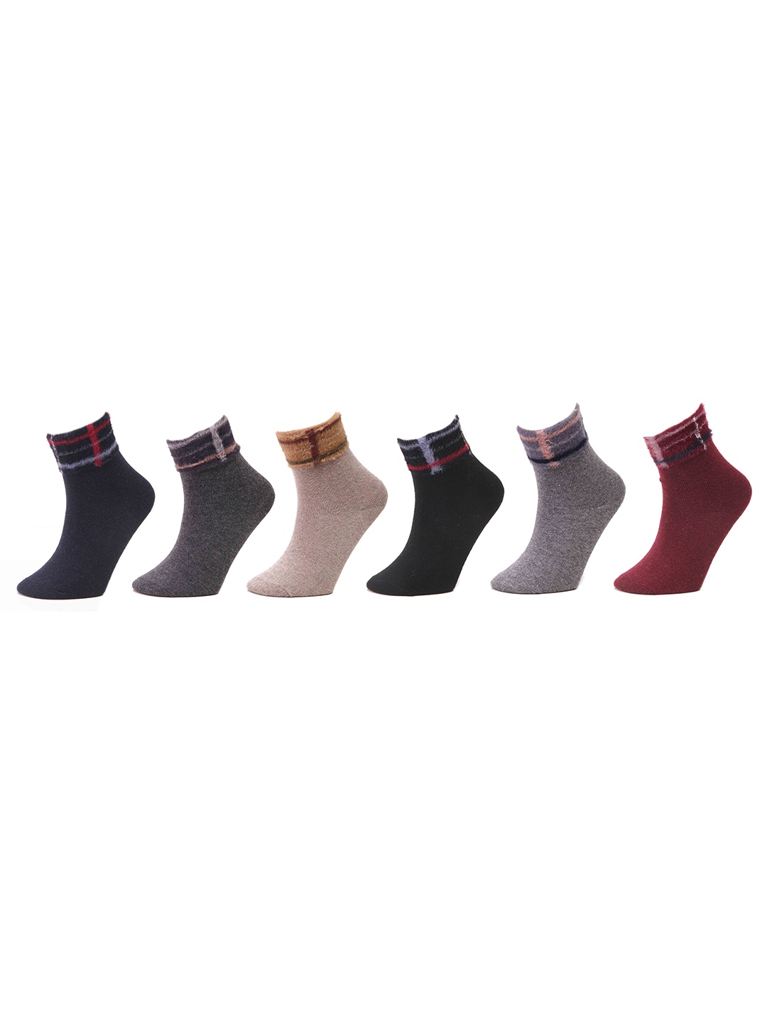 

Calvadoss Women Pack Of 6 Patterned Above Ankle Length Socks, Maroon