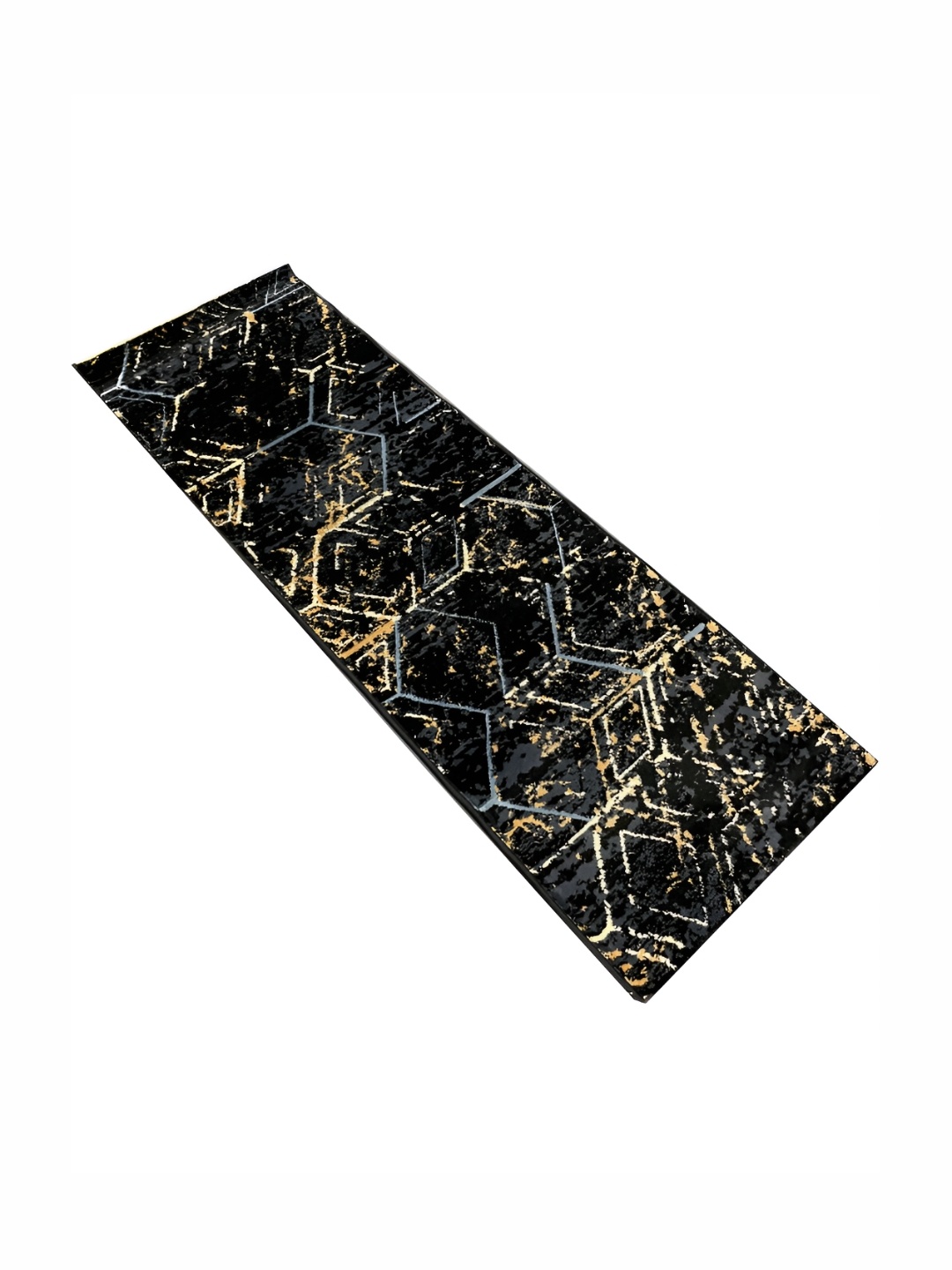 

Asad Emporium Rugs Black & Yellow Abstract Printed Shaggy Carpet