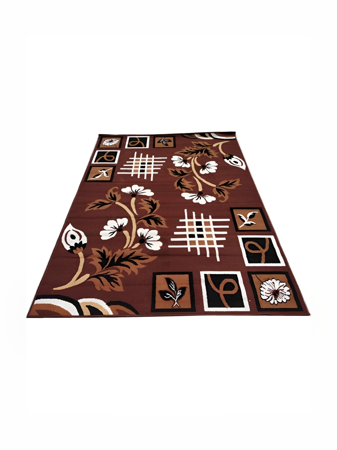 

Asad Emporium Rugs Brown & White Floral Printed No Shredding Carpet