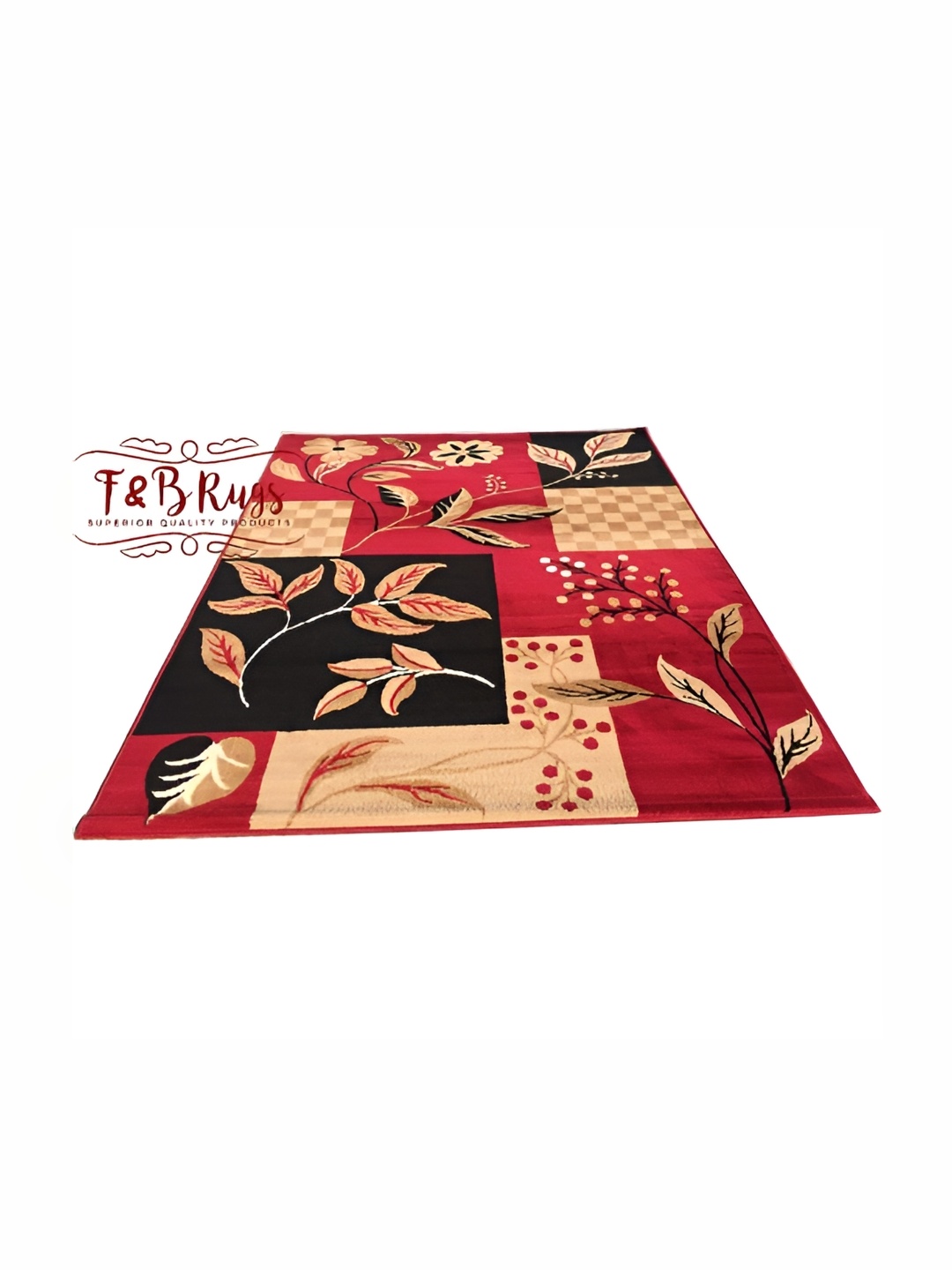 

Asad Emporium Rugs Red & Black Floral Printed No Shreding Carpet