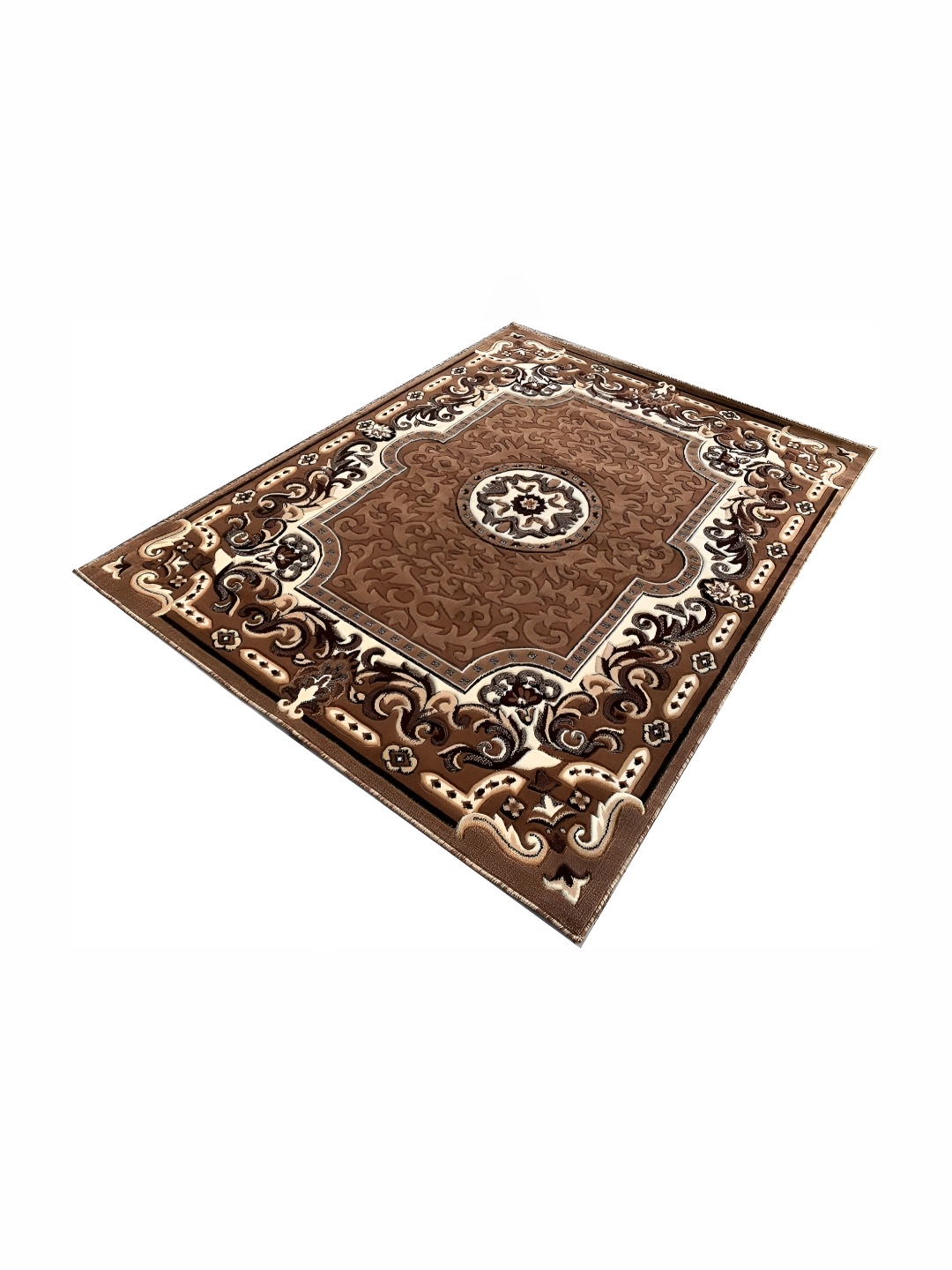 

Asad Emporium Rugs Brown & White Floral Printed No Shreding Carpet