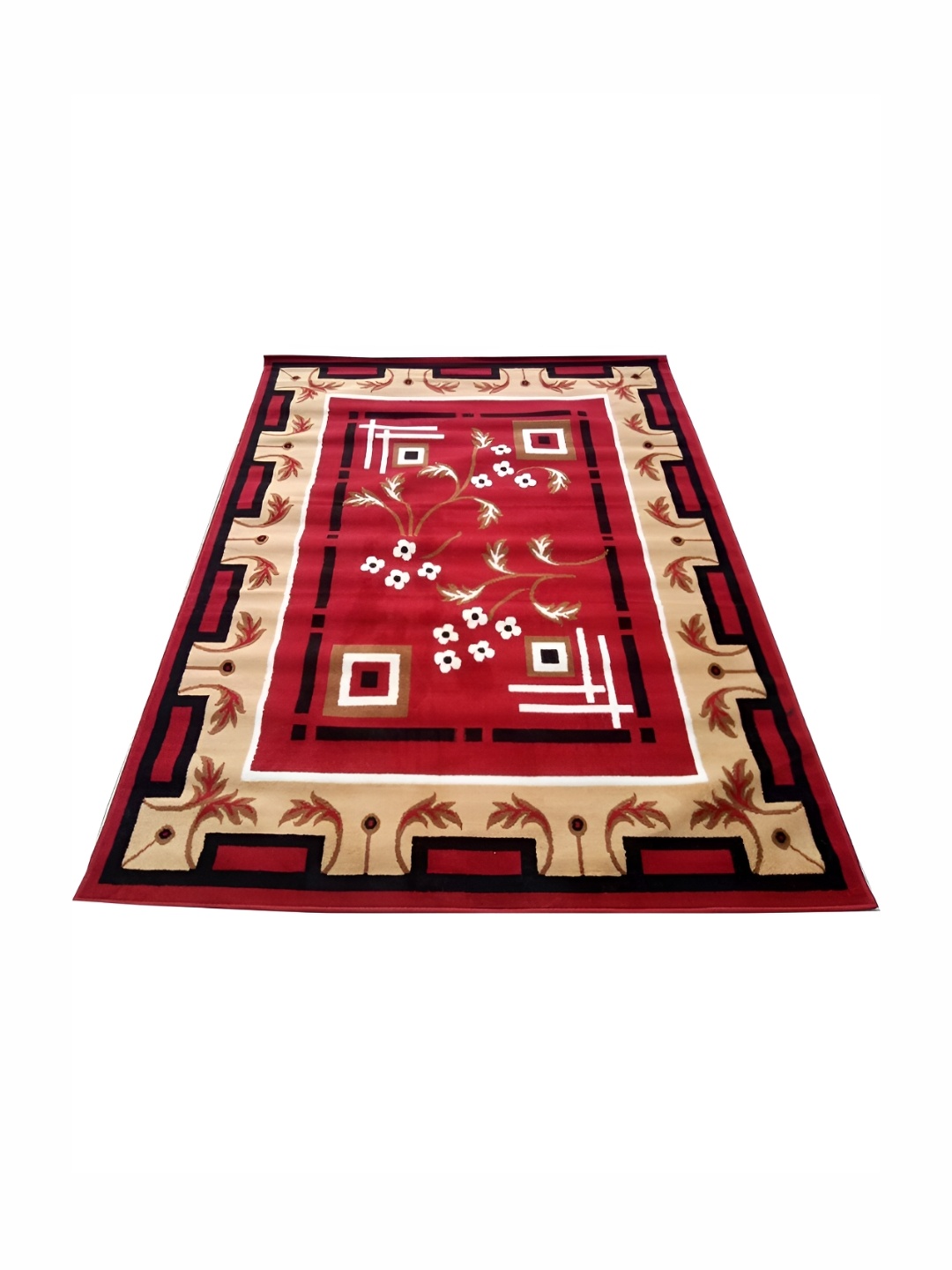 

Asad Emporium Rugs Red & Black Floral Printed No Shreding Carpet