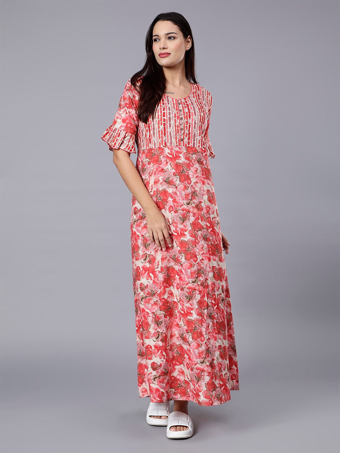 

NIGHTSPREE Floral Printed Maxi Nightdress, Pink