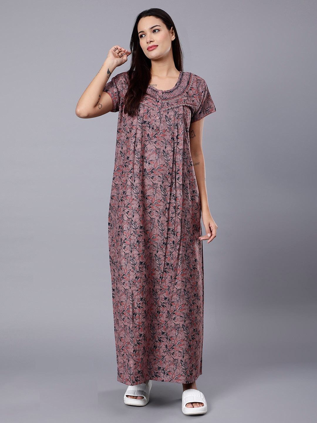 

NIGHTSPREE Floral Printed Maxi Nightdress, Pink