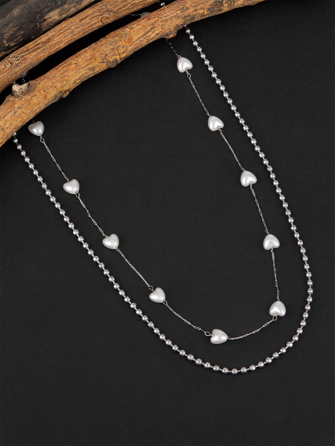 

E2O Gold-Plated Layered Necklace, Silver