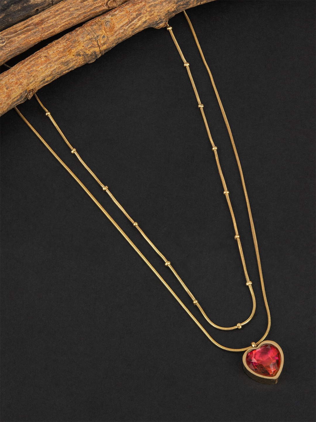 

E2O Gold-Plated Artificial Stones Studded Layered Necklace
