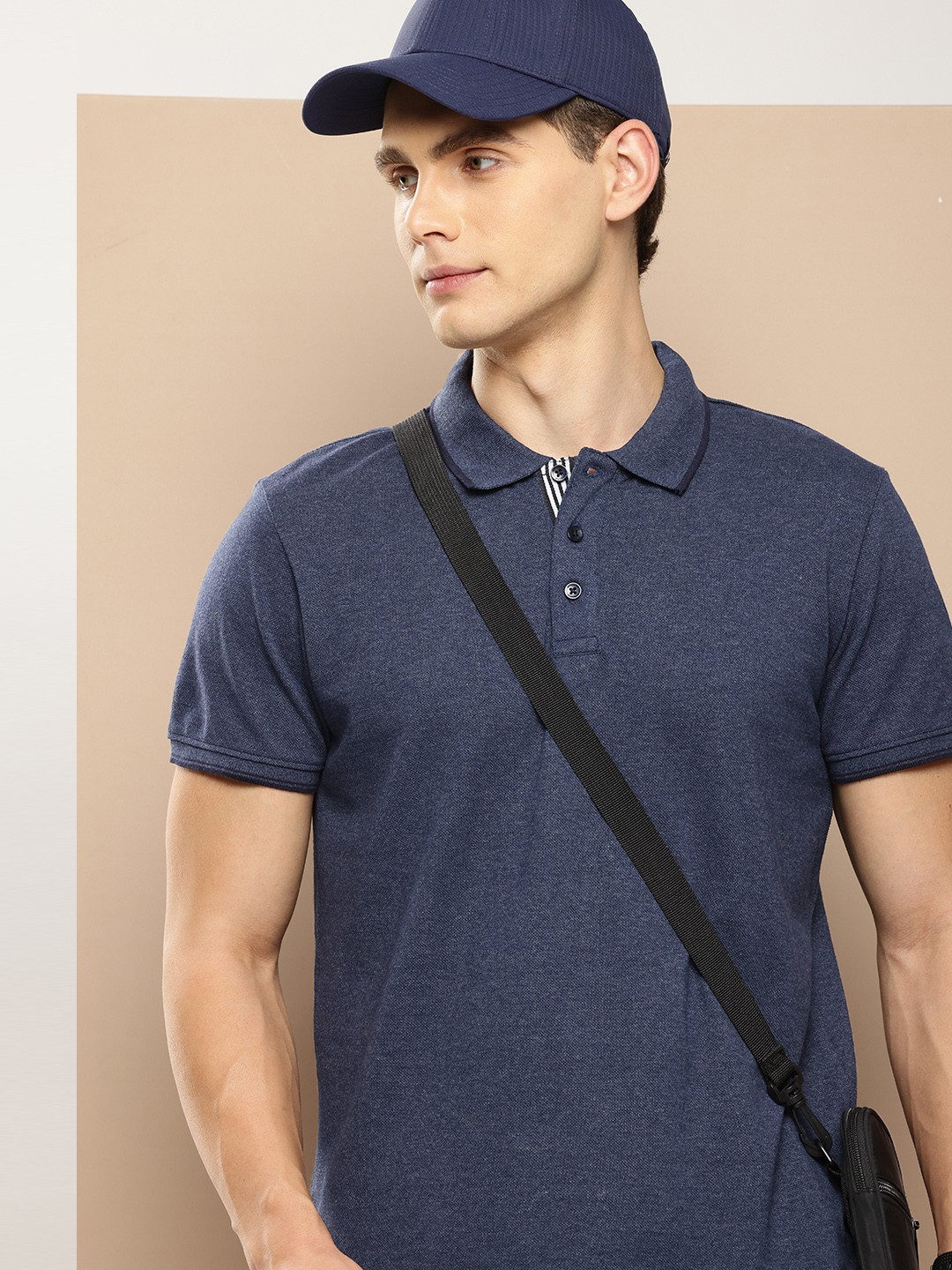 

encore by INVICTUS Polo Collar T-shirt, Navy blue