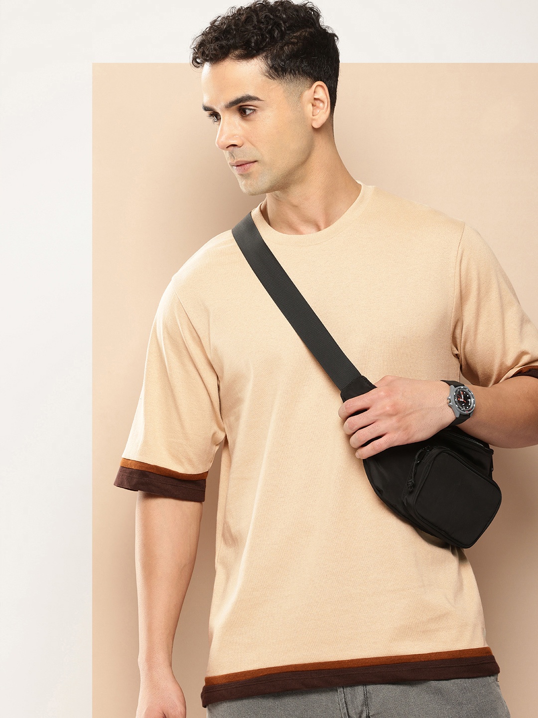 

encore by INVICTUS Round Neck T-shirt, Beige