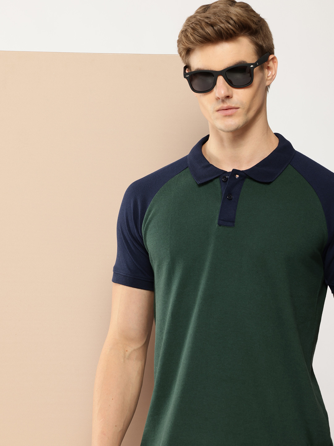 

encore by INVICTUS Polo Collar Raglan Sleeves T-shirt, Green