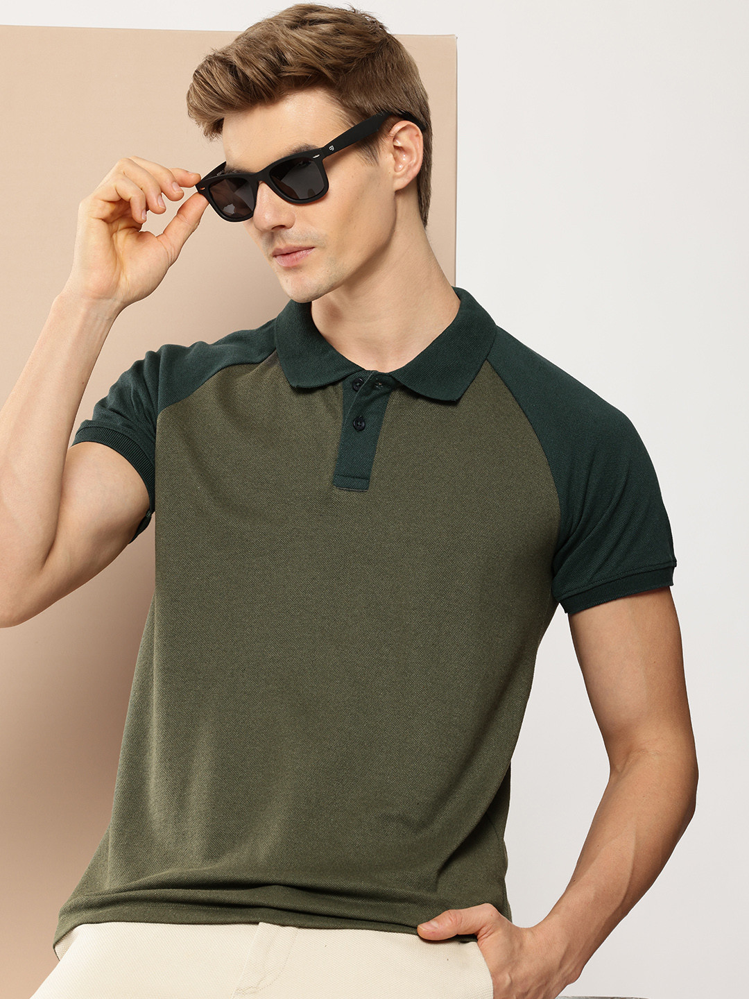 

encore by INVICTUS Polo Collar Raglan Sleeves T-shirt, Olive