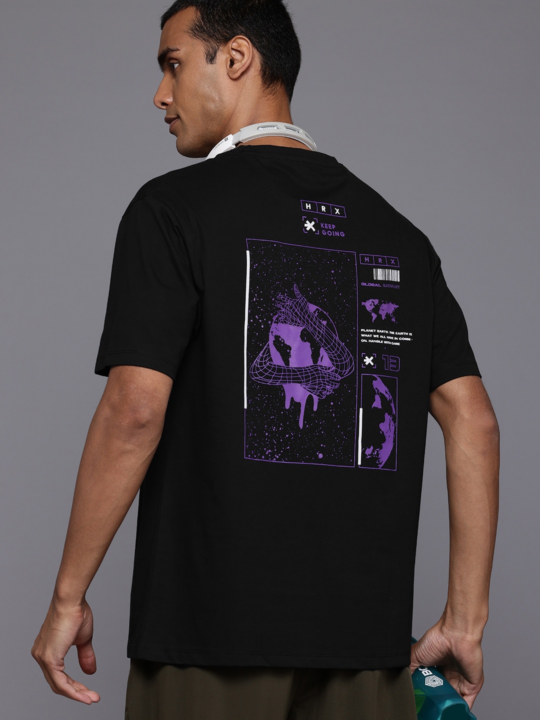 

HRX by Hrithik Roshan Printed Relaxed Fit T-shirt, Black