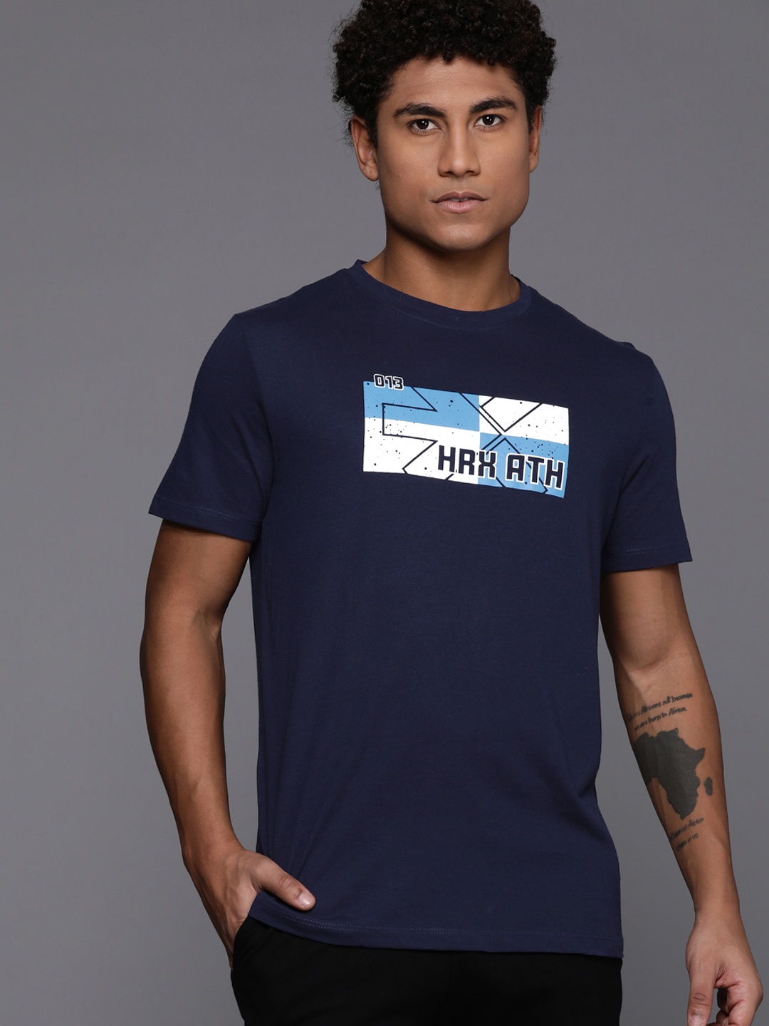 

HRX by Hrithik Roshan Men Brand Logo Printed T-shirt, Blue