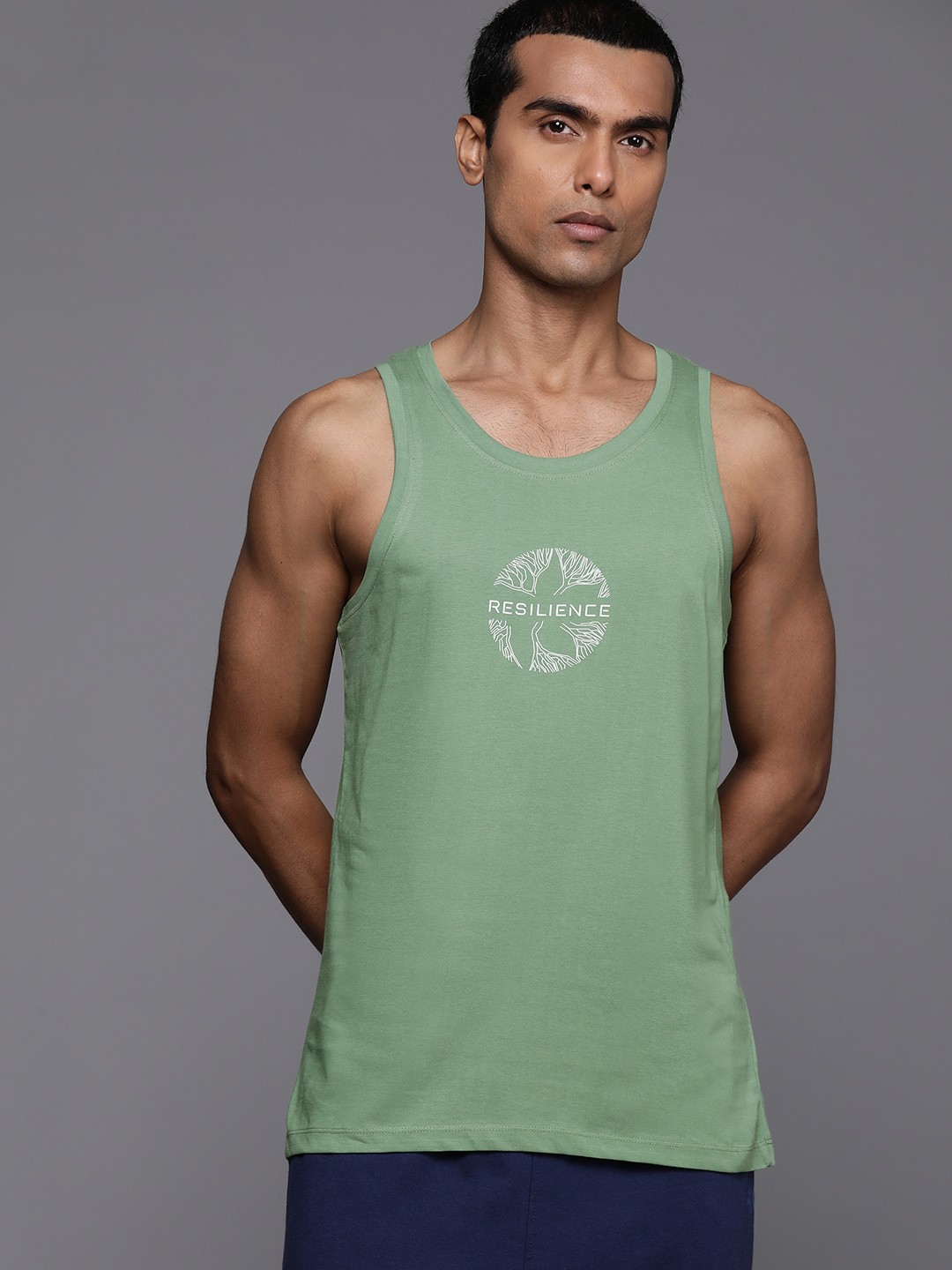 

HRX by Hrithik Roshan Men Typography Printed Pure Cotton Yoga T-shirt, Green