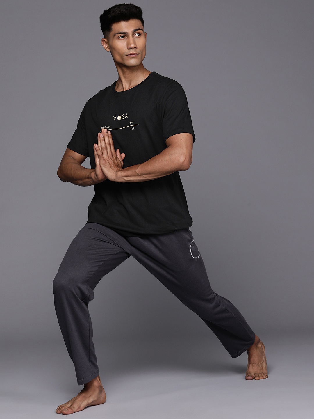 

HRX by Hrithik Roshan Men Typography Printed Pure Cotton Yoga T-shirt, Black