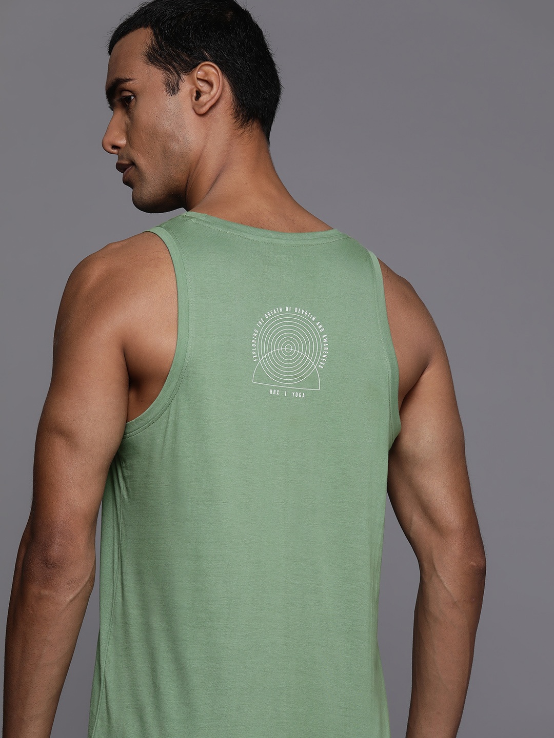 

HRX by Hrithik Roshan Men Brand Logo Printed Pure Cotton Yoga T-shirt, Green