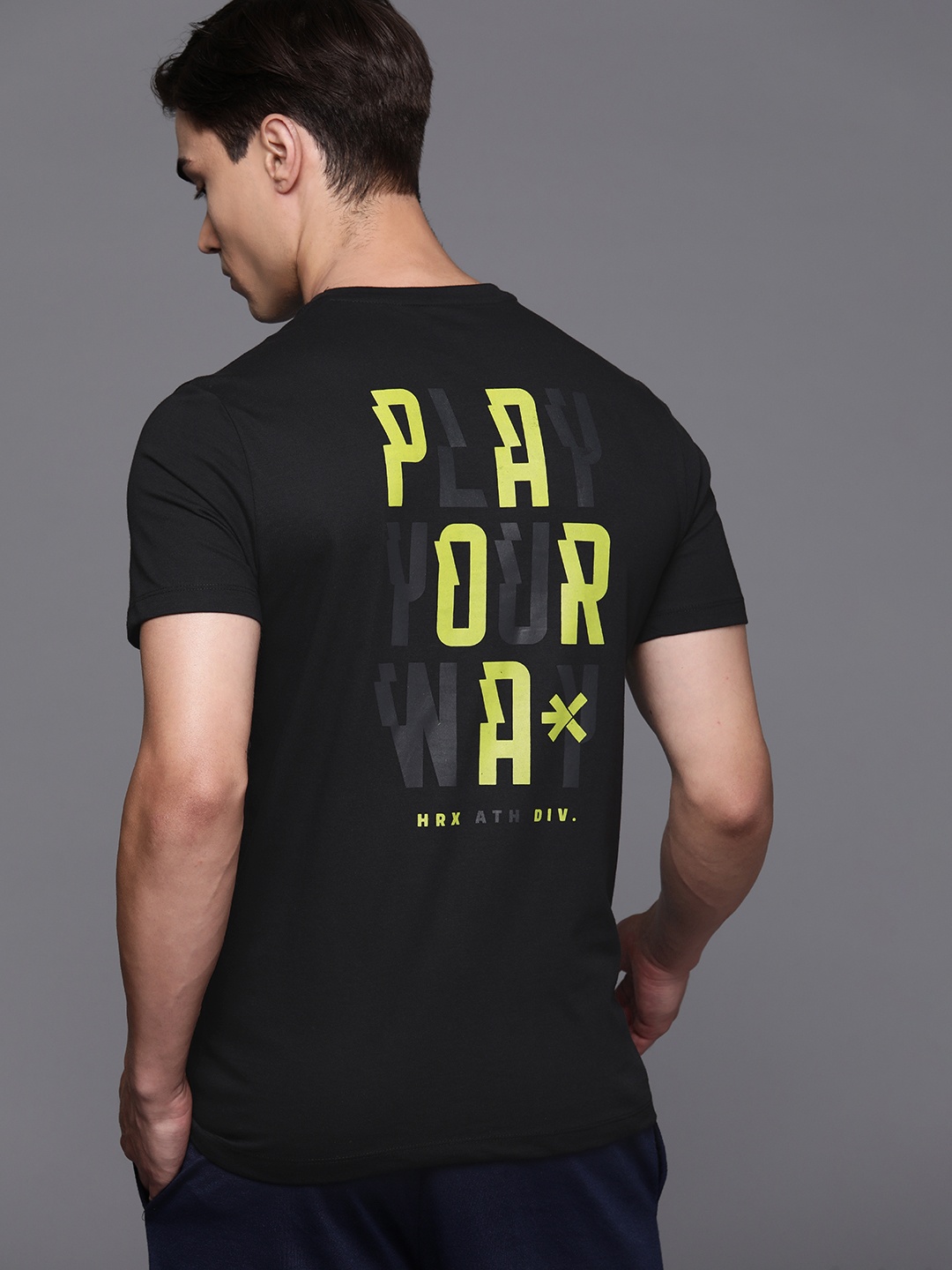 

HRX by Hrithik Roshan Round Neck Printed Casual T-shirt, Black