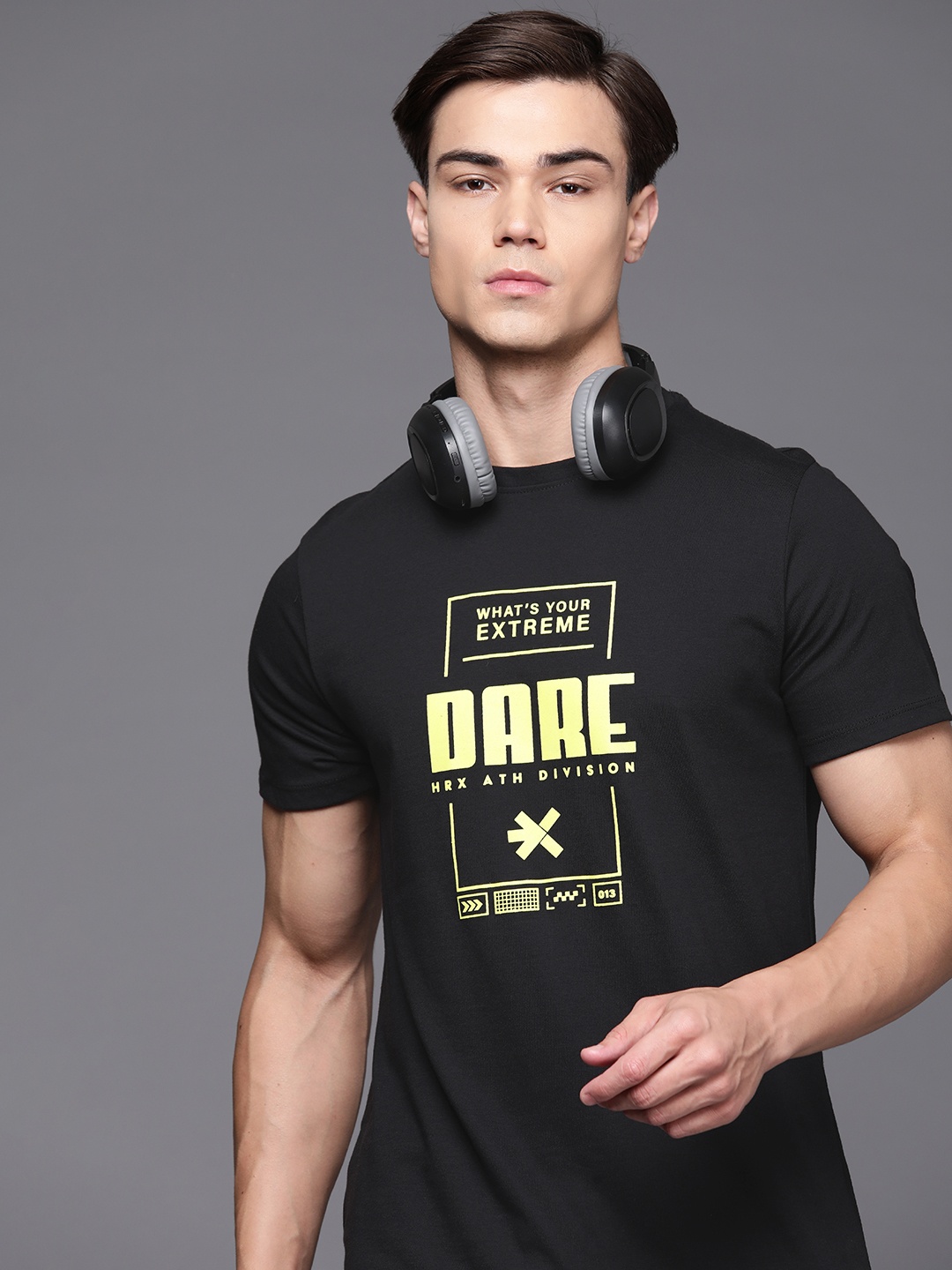 

HRX by Hrithik Roshan Round Neck Printed Casual T-shirt, Black