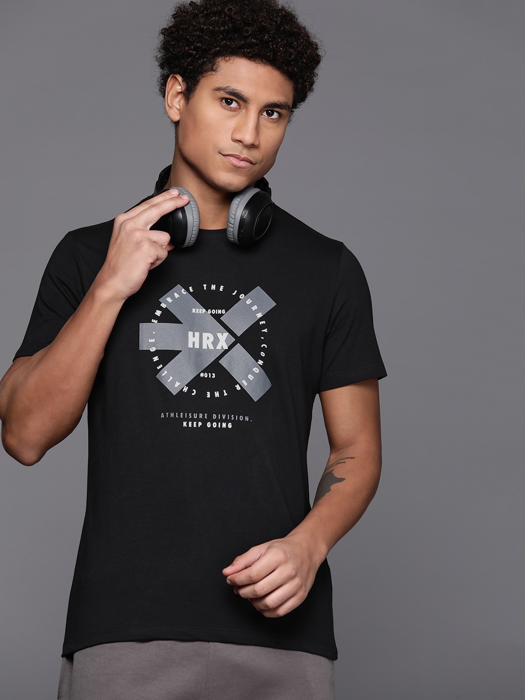 

HRX by Hrithik Roshan Graphic Printed Round Neck Lifestyle T-Shirt, Black