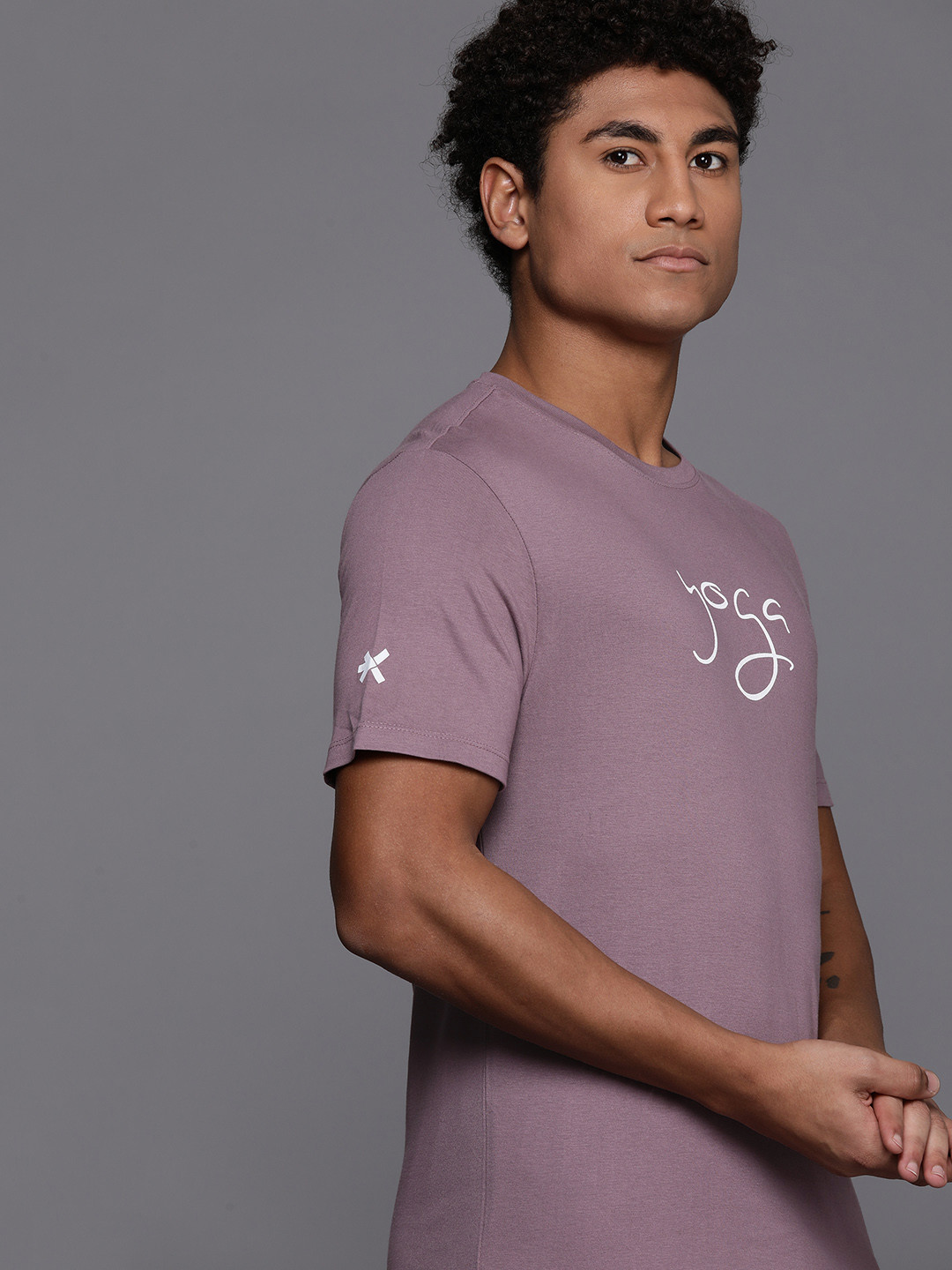 

HRX by Hrithik Roshan Men Typography Printed Pure Cotton Yoga T-shirt, Mauve