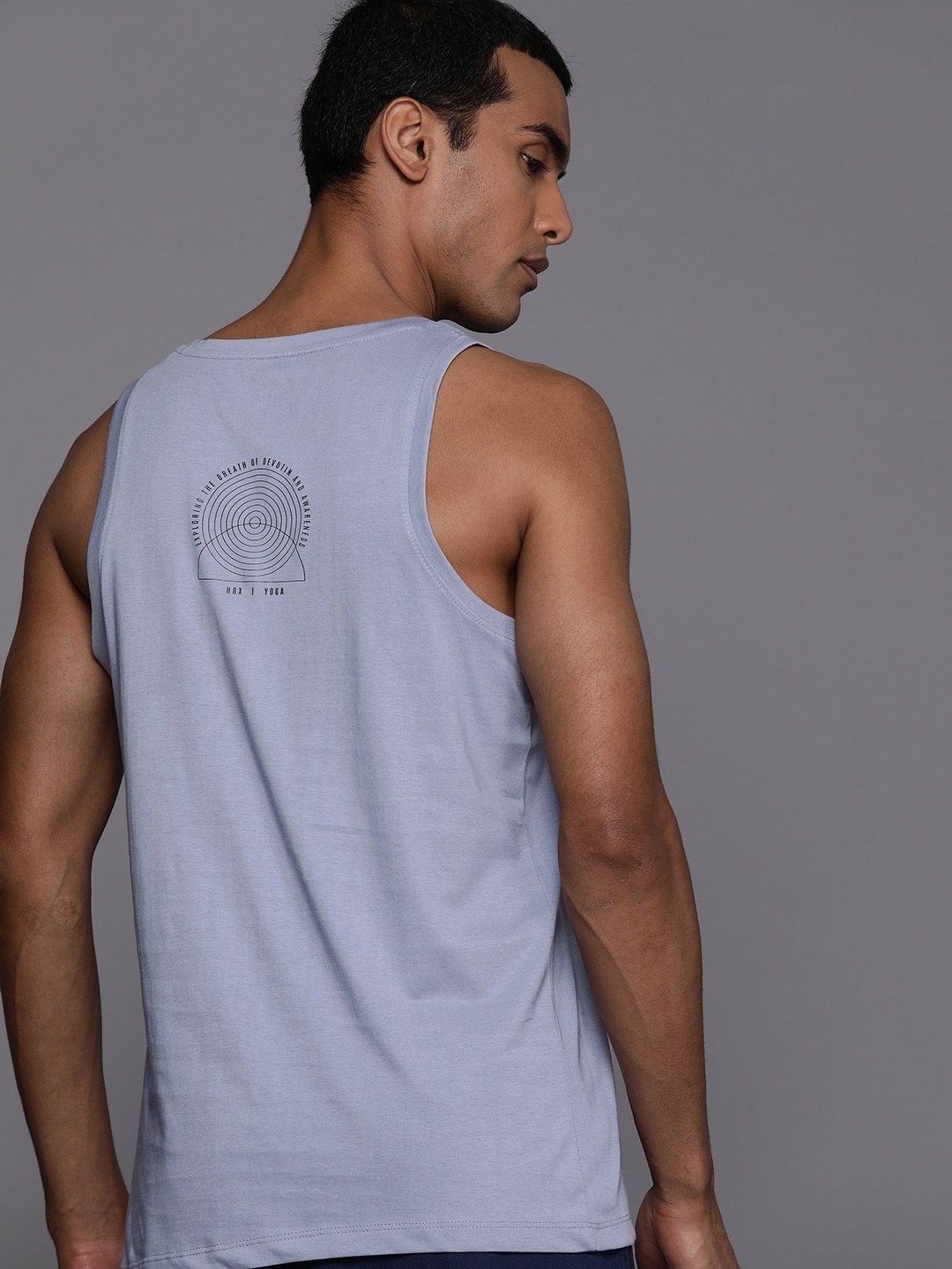 

HRX by Hrithik Roshan Men Pure Cotton Yoga T-shirt, Blue