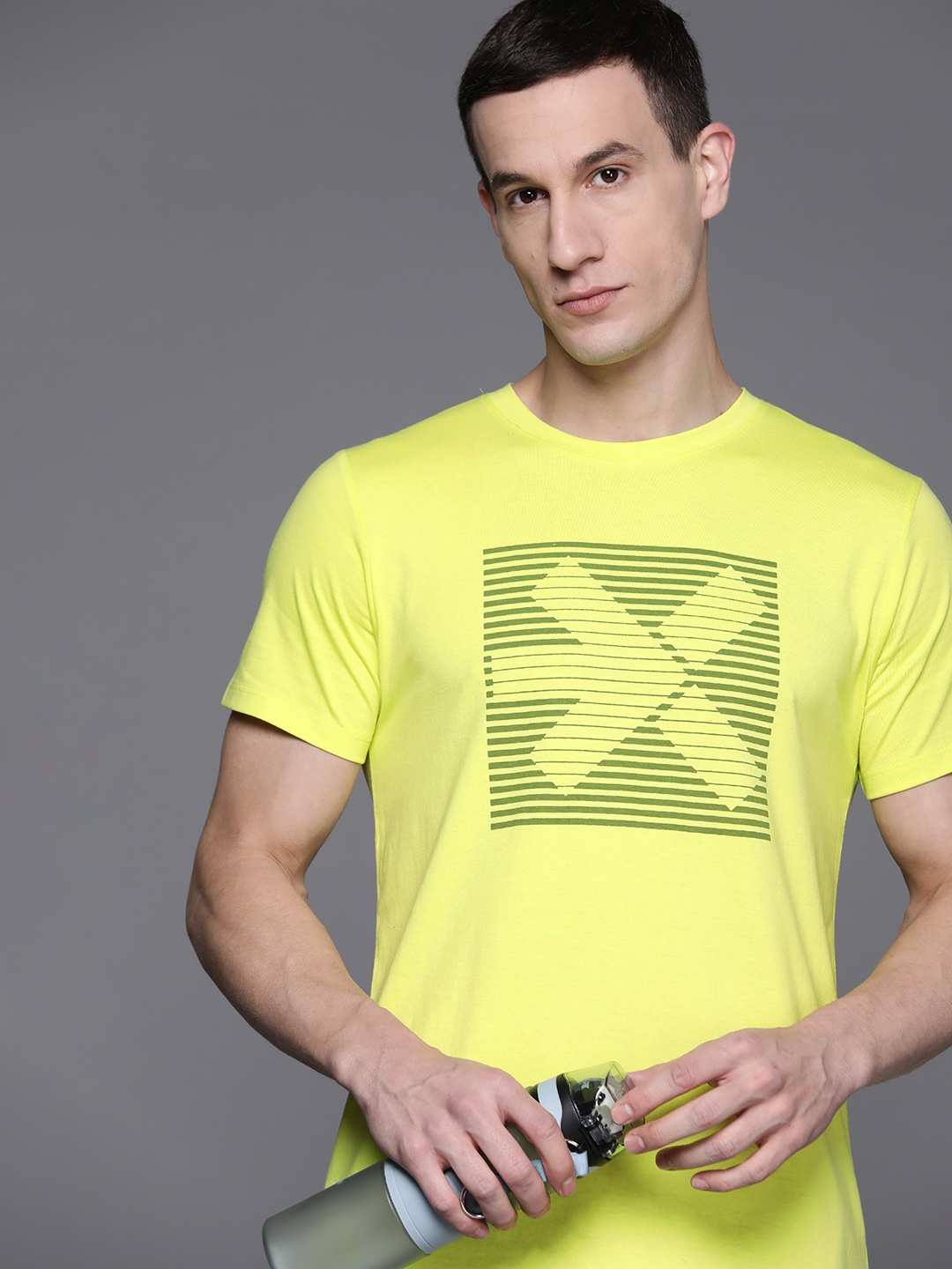 

HRX by Hrithik Roshan Rapid Dry Printed Training T-shirt, Lime green