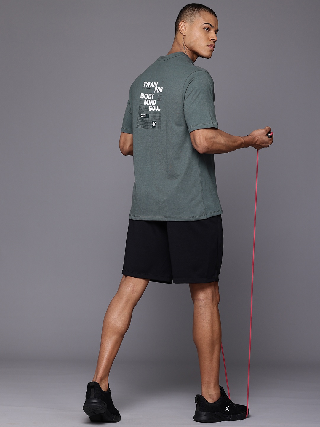 

HRX by Hrithik Roshan Typography Print Relaxed Fit Training T-shirt, Grey